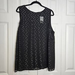 Torrid Black Dot Woven Polka Dot Shimmer Keyhole Back Tank Black Size 2/ 2x NWT